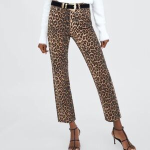 ZARA trf leopard print jesns straight leg size 4